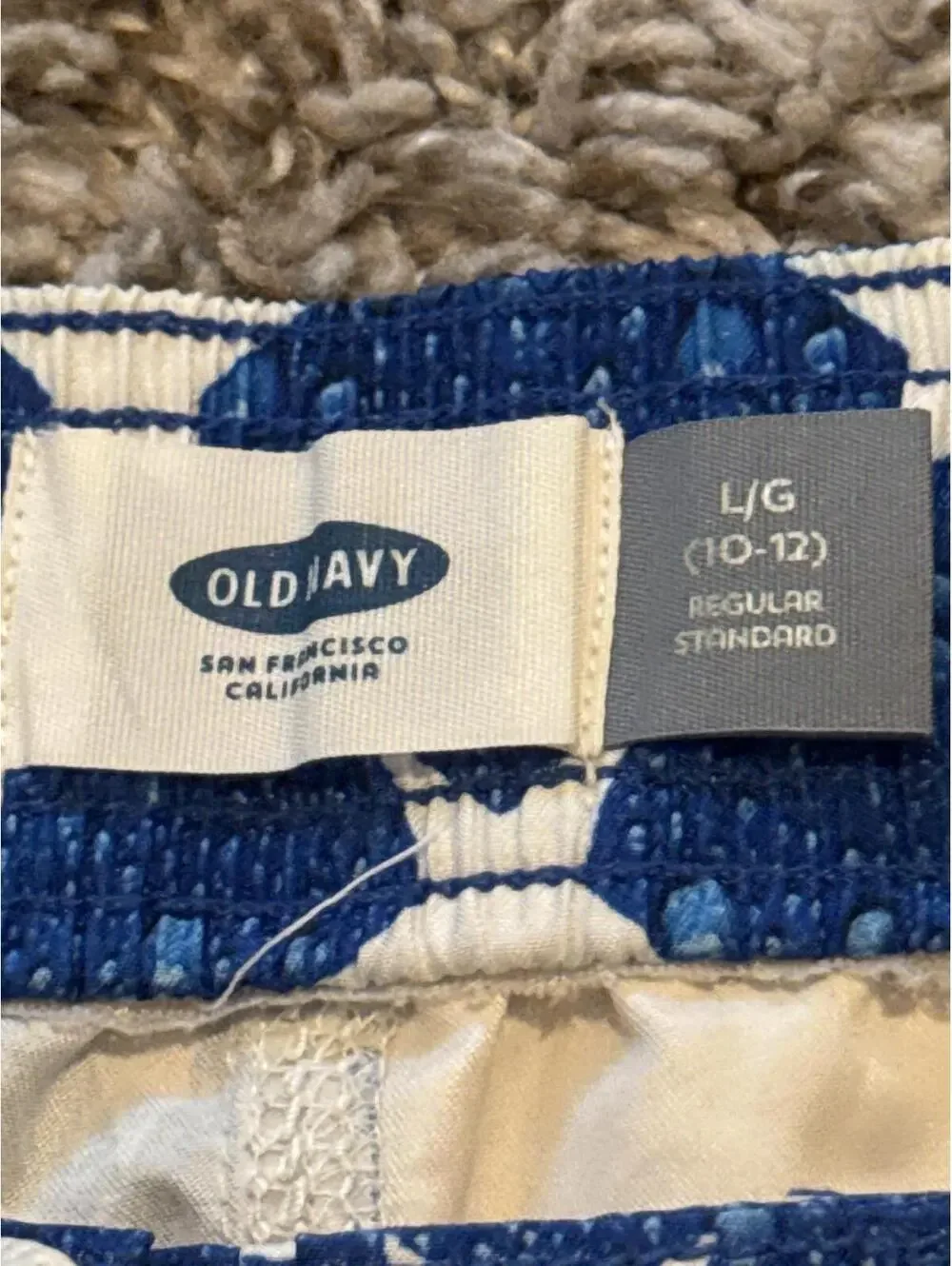Old Navy Kids American Flag Swim Shorts Large Blue Red